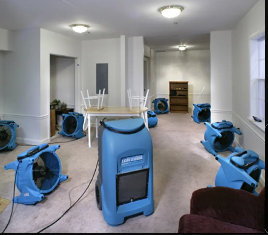Air movers and dehumidifier setup for Water Extraction & Removal in Santa Clarita